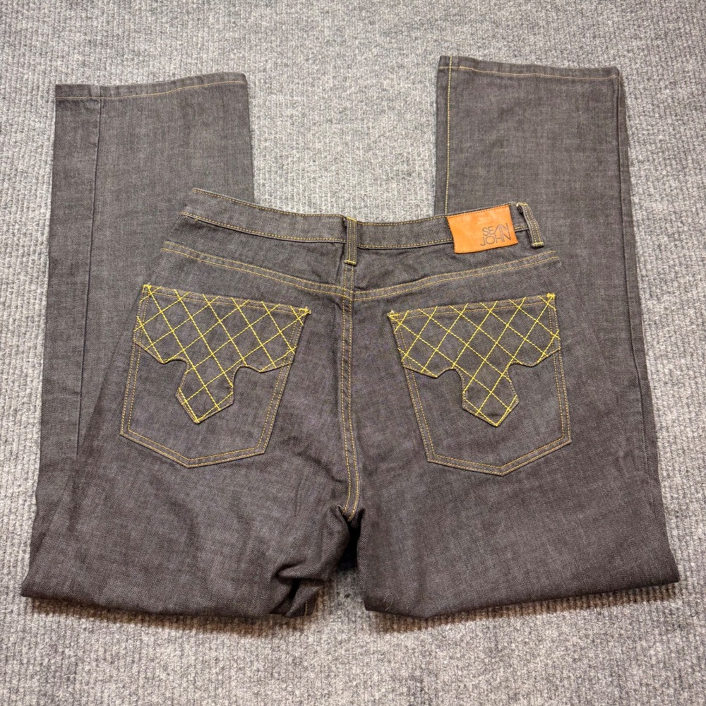 Vintage Y2K Sean John Mens 34x32‎ Baggy Jeans Dark Wash Honeycomb Stitch Hip Hop